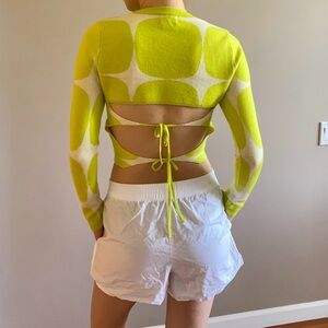 Lisa says gah find me now tie back sweater top chartreuse green